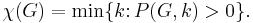 \chi (G)=\min\{ k \colon P(G,k) > 0 \}.