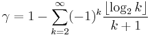  \gamma = 1 - \sum_{k=2}^{\infty}(-1)^k\frac{\lfloor\log_2 k\rfloor}{k+1} 