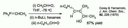 An example of the Schlosser variant of the Wittig reaction