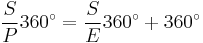  \frac{S}{P} 360^\circ = \frac{S}{E} 360^\circ + 360^\circ 