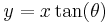 y = x \tan(\theta)