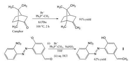 Two examples of the Wittig reaction using methylenetriphenylphosphorane