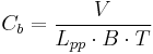 
C_b = \frac {V}{L_{pp} \cdot B \cdot T}
