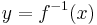 y = f^{-1}(x)\,\!