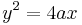 y^2=4ax \,