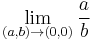  \lim_{(a,b) \to (0,0)} {a \over b} 