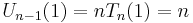 U_{n - 1}(1) = n T_n(1) = n