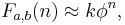 F_{a,b}(n) \approx k\phi^n,