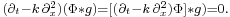 \scriptstyle(\partial_t-k\,\partial_x^2)(\Phi*g)=[(\partial_t-k\,\partial_x^2)\Phi]*g)=0.