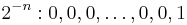 2^{-n}�: 0,0,0,\dots,0,0,1