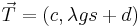 \vec{T} = (c, \lambda g s + d)