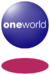 A blue orb with the word oneworld in the middle and a red disc below