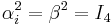 \alpha_i^2=\beta^2=I_4