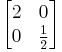 \begin{bmatrix}
2 & 0 \\
0 & \frac{1}{2}
\end{bmatrix}
