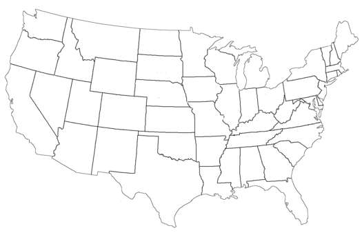 Map of U.S. state outlines with 21 cities highlighted. Most are in the northeast, with a few scattered over the south and west. For details please see below.