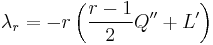 {\lambda}_r = - r \left( \frac{r-1}{2} Q'' + L' \right)