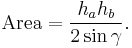 \mathrm{Area} =  \frac{h_ah_b}{2 \sin \gamma}.