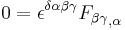 0 = \epsilon^{\delta\alpha\beta\gamma} {F_{\beta\gamma}}_{,\alpha}  