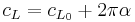  \ c_L = c_{L_0} + 2\pi\alpha