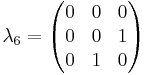 \lambda_6 = \begin{pmatrix} 0 & 0 & 0 \\ 0 & 0 & 1 \\ 0 & 1 & 0 \end{pmatrix}