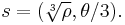 s = (\sqrt[3]{\rho}, \theta/3).\,