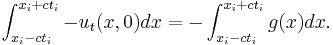 \int^{x_i + c t_i}_{x_i - c t_i} - u_t(x,0) dx = - \int^{x_i + c t_i}_{x_i - c t_i} g(x) dx.