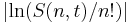 \left | \ln (S(n, t) / n!) \right | 