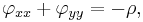 \varphi_{xx} + \varphi_{yy} = -\rho,\,