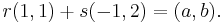  r(1,1)+s(-1,2)=(a,b). \,