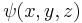 \psi(x, y, z)\,