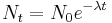 N_t = N_0 e^{-\lambda t} \,