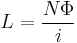 \displaystyle L= \frac{N\Phi}{i}