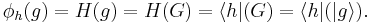  \phi_h(g) = H(g) = H(G)=\langle h|(G) = \langle h|(
|g\rangle). 