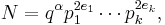 N=q^{\alpha} p_1^{2e_1} \cdots p_k^{2e_k}, 