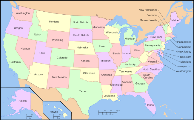 Map of USA with state names 2.svg