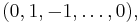 (0, 1, -1, \dots, 0),\ 