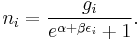 
n_i = \frac{g_i}{e^{\alpha+\beta \epsilon_i}+1}.
