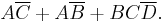 A\overline{C} + A\overline{B} + BC\overline{D}.