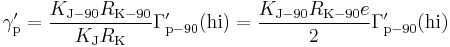 \gamma^{\prime}_{\rm p} = \frac{K_{\rm J-90} R_{\rm K-90}}{K_{\rm J} R_{\rm K}} \Gamma^{\prime}_{\rm p-90}({\rm hi}) = \frac{K_{\rm J-90} R_{\rm K-90} e}{2} \Gamma^{\prime}_{\rm p-90}({\rm hi})