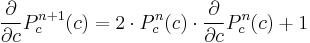 \frac{\partial}{\partial{c}} P_c^{ n+1}(c) = 2\cdot{}P_c^n(c)\cdot\frac{\partial}{\partial{c}} P_c^n(c) + 1