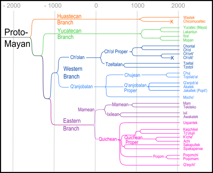 Geneaology of Mayan languages.