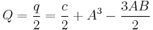 Q = {q \over 2} = {c \over 2} + A^3 - {3AB \over 2}