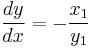 \frac{dy}{dx} = -\frac{x_1}{y_1}