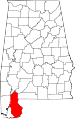 State map highlighting Baldwin County