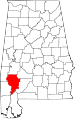 State map highlighting Clarke County