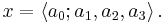 x = \left \langle a_0; a_1, a_2, a_3 \right \rangle.\;