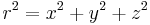 r^2=x^2+y^2+z^2