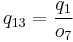 
q_{13} = \frac{q_1}{o_7}
