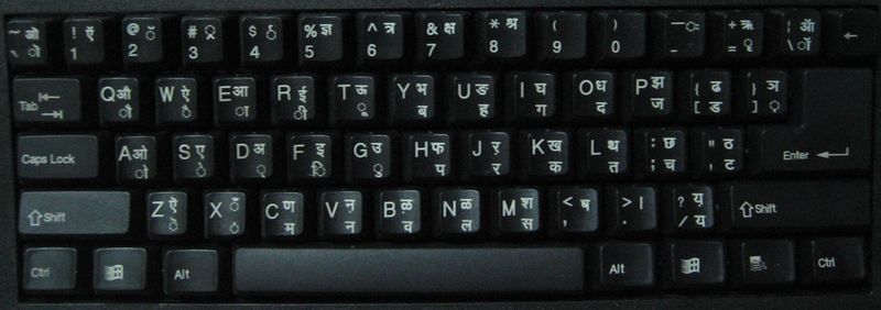 Devanagari INSCRIPT bilingual keyboard layout