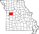 A state map highlighting Johnson County in the western part of the state.